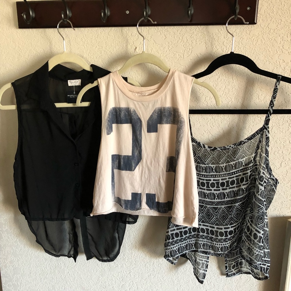 3 crop tops (Brandy Melville & Urban Outfitters)